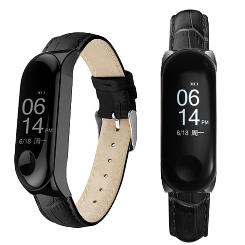 Black Rose Gold Case Smart Watch band for Xiaomi Mi Band 3 Leather strap For xiaomi mi band 3 bracelet Miband 3 Strap