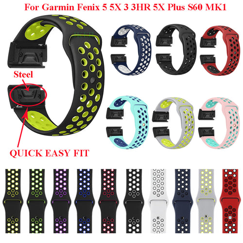 22 26mm Silicone Watch Band Easy Quick Fit Strap for Garmin Fenix 3 3HR/Fenix 5X/Fenix 5X Plus/S60/D2/MK1/Fenix 5/Fenix 5 Plus