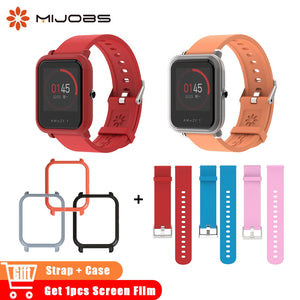 Mijobs 20mm Silicone Wrist Strap Sports Wristband Bracelet Case Cover for Xiaomi Huami Amazfit Bip BIT Smart Watches Accessories