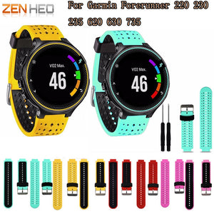 8 colors Silicone Replacement Watch Band for Garmin Forerunner 230 / 235 / 220 / 620 / 630 / 735 watch Outdoor Sport Watchstrap