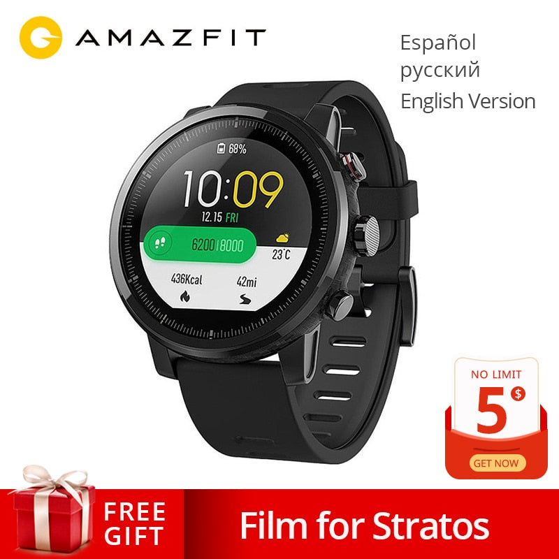 Global Version Original Xiaomi Huami Amazfit Stratos 2 Smart Watch Sport GPS 5ATM Water 2.5D GPS Firstbeat Swimming Smartwatch