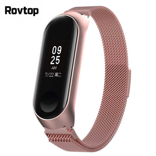 Rovtop Strap For Xiaomi Mi Band 3 Strap For Xiaomi Miband 3 Bracelet For Xiaomi Mi Band 3 Magnet Metal Stainless Steel