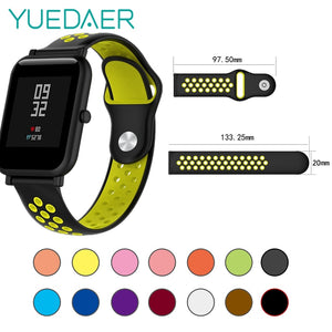 YUEDAER Double Color Silicon Replacement Watchband For Xiaomi Huami Amazfit Bip Strap 20MM Wristband Soft TPU For Amazfit Bit