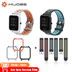 Mijobs 20mm Sports Silicone Strap Wrist Band PC Case Cover for Xiaomi Huami Amazfit Bip BIT PACE Lite Bracelet Correa Smartwatch