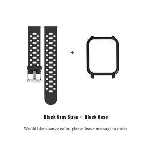 Mijobs 20mm Sports Silicone Strap Wrist Band PC Case Cover for Xiaomi Huami Amazfit Bip BIT PACE Lite Bracelet Correa Smartwatch
