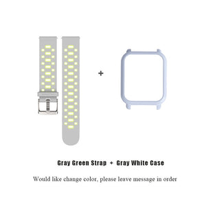 Mijobs 20mm Sports Silicone Strap Wrist Band PC Case Cover for Xiaomi Huami Amazfit Bip BIT PACE Lite Bracelet Correa Smartwatch