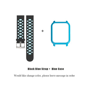 Mijobs 20mm Sports Silicone Strap Wrist Band PC Case Cover for Xiaomi Huami Amazfit Bip BIT PACE Lite Bracelet Correa Smartwatch