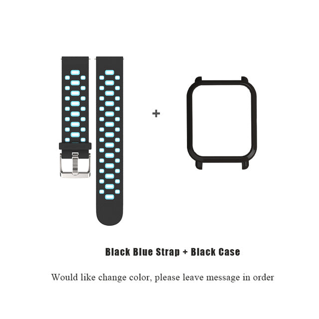 Mijobs 20mm Sports Silicone Strap Wrist Band PC Case Cover for Xiaomi Huami Amazfit Bip BIT PACE Lite Bracelet Correa Smartwatch