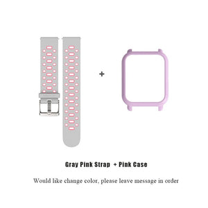 Mijobs 20mm Sports Silicone Strap Wrist Band PC Case Cover for Xiaomi Huami Amazfit Bip BIT PACE Lite Bracelet Correa Smartwatch
