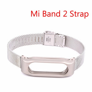 Hangrui Mi Band 3 Strap Bracelet for Xiaomi Mi Band 2 Strap Stainless Steel Metal Smart Wristband Replacement Smart Accessories