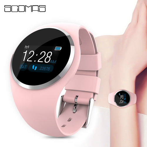 SCOMAS 2019 Upgrade Fashion Smart Watch HR Blood Pressure Monitor Women Physiological Reminder Smartwatch For Android IOS