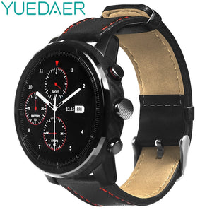 YUEDAER 22MM Universal bands for Xiaomi AMAZFIT Pace Stratos 2 strap Genuine leather Strap for amazfit Stratos 2/2S bracelet