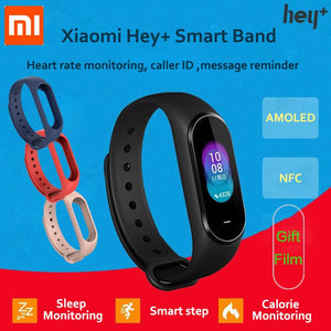 In-Stock  Xiaomi Hey Plus Smartband 0.95 Inch AMOLED Color Screen Builtin Multifunction NFC Heart Rate Monitor Hey+ Band