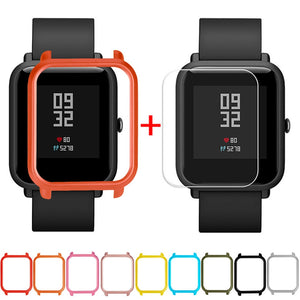 Screen Protector Slim Colorful Frame PC Case Cover Protect Shell For Huami Amazfit Bip Younth Watch with Screen Protector  L0321