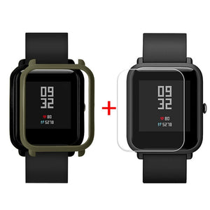 Screen Protector Slim Colorful Frame PC Case Cover Protect Shell For Huami Amazfit Bip Younth Watch with Screen Protector  L0321