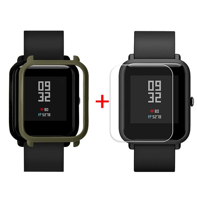 Screen Protector Slim Colorful Frame PC Case Cover Protect Shell For Huami Amazfit Bip Younth Watch with Screen Protector  L0321