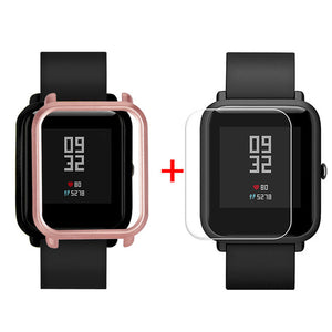 Screen Protector Slim Colorful Frame PC Case Cover Protect Shell For Huami Amazfit Bip Younth Watch with Screen Protector  L0321