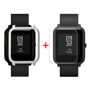 Screen Protector Slim Colorful Frame PC Case Cover Protect Shell For Huami Amazfit Bip Younth Watch with Screen Protector  L0321