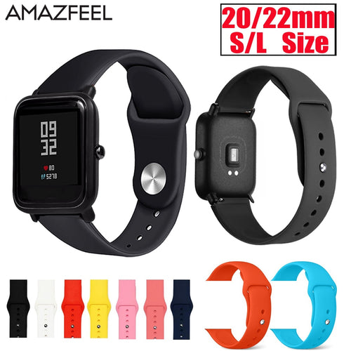 Silicone Watch Strap For Xiaomi Huami Amazfit Bip Wrist Strap 20mm Watchband Bracelet Samsung Galaxy Active Garmin vivoactive 3