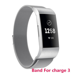 Milanese Magnet Strap For Fitbit Charge 3 For Charge 2 Fitness Band Stainless Steel Sport Watch Band Replacement Metal Bracelet