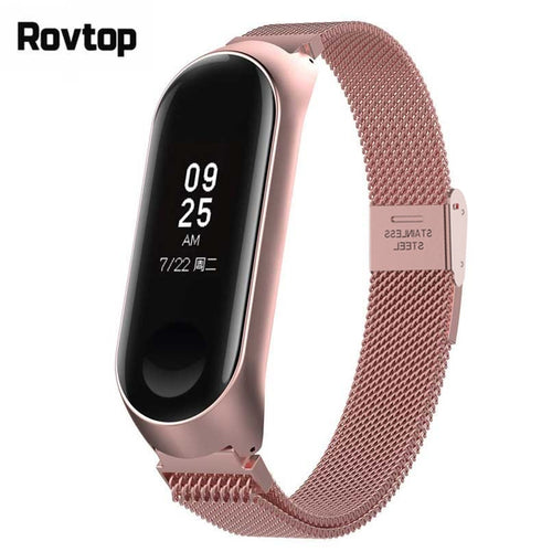 Rovtop Strap For Xiaomi Mi Band 3 Strap For Xiaomi Miband 3 Bracelet For Xiaomi Mi Band 3 Metal Screwless Stainless Steel