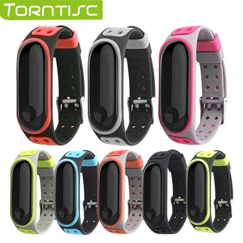 Torntisc Silicone Double Color Double-breasted Sports wrist Strap for Xiaomi Mi Band 3 Anti-lost Replacement Strap for Mi band 3