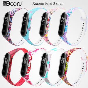 BOORUI mi band 3 strap Comfortable Colorful mi band strap with varied flowers printing for xiaomi miband 3 smart bracelets